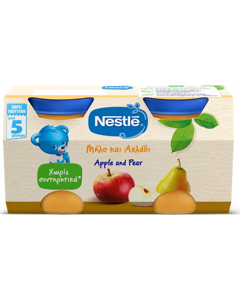Nestle Φρουτόκρεμα Μήλο & Αχλάδι 5m+ 250gr χωρίς Γλουτένη