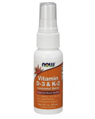 NOW Vitamin D3 1000IU & K 100MCG  Liposomal Spray  2 FL OZ