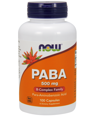 NOW PABA (PARA-AMINOBENZOIC ACID) 500MG, 100 CAPS