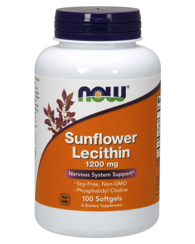 NOW SUNFLOWER LECITHIN 1200 MG, 100 SOFTGELS