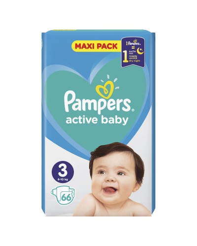 PAMPERS ACTIVE BABY DRY ΜΕΓ 3 1x66 MAXI