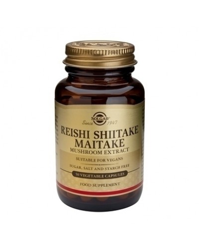 SOLGAR REISHI SHIITAKE MAITAKE MUSHROOMS 50VEG CAP