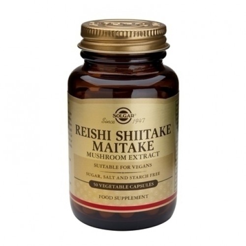 SOLGAR REISHI SHIITAKE MAITAKE MUSHROOMS 50VEG CAP