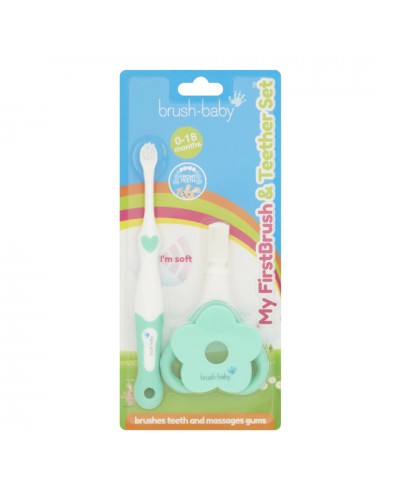 BRUSH BABY First Brush Theether Set Οδοντόβουρτσα 0-18μηνών