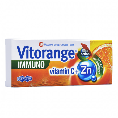 UNI-PHARMA VITORANGE IMMUNO VITAMIN C   ZN 30ΜΑΣΩΜΕΝΑ ΔΙΣΚΙΑ