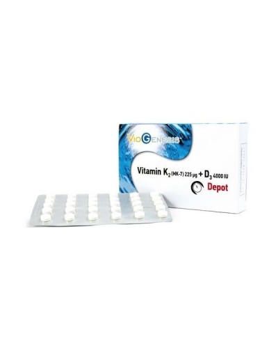 VIOGENESIS VIT K2(MK7)225μG -VIT D3 4000IU DEPOT 60ΔΙΣΚΙΑ
