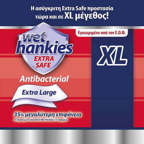 WET HANKIES EXTRA SAFE ANTIBACTERIAL WIPES 63τμχ