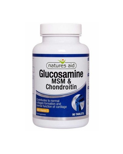 NATURES AID GLUCOSAMINE 500mg, MSM 500mg, CHONDROITIN 100mg WITH VITAMIN C 90 TABS