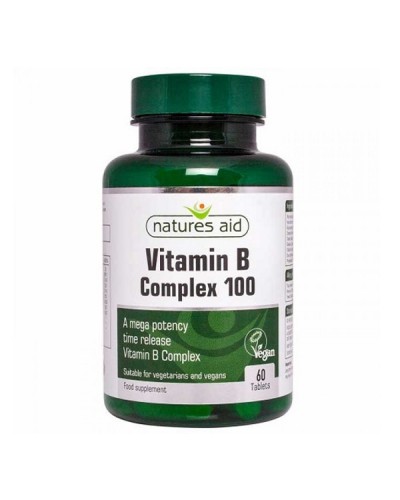 NATURES AID MEGA POTENCY VITAMIN B COMPLEX 100mg TIME RELEASE 60 TABS