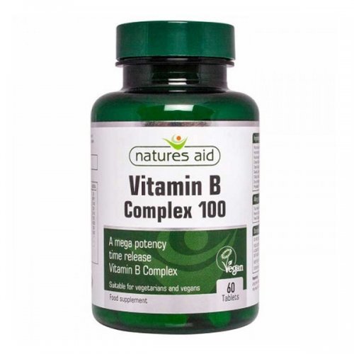 NATURES AID MEGA POTENCY VITAMIN B COMPLEX 100mg TIME RELEASE 60 TABS