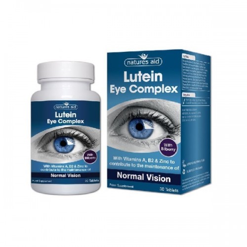 NATURES AID LUTEIN EYE COMPLEX 10mg (LUTEIN, BILBERRY & ALPHA LIPOIC ACID) 30 TABS