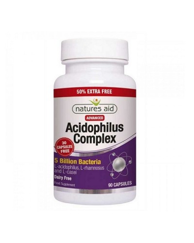 NATURES AID ACIDOPHILUS COMPLEX 5 BILLION BACTERIA 90  VCAPS