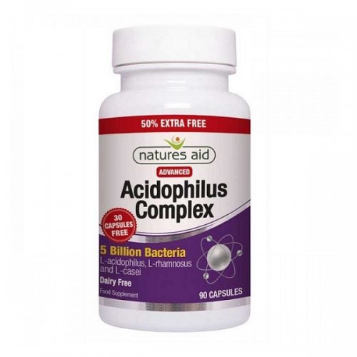 NATURES AID ACIDOPHILUS COMPLEX 5 BILLION BACTERIA 90  VCAPS