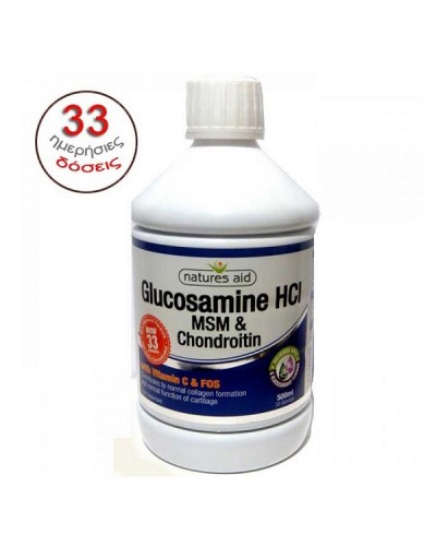 NATURES AID GLUCOSAMINE 1500mg, MSM 500mg & CHONDROITIN 100mg LIQUID 500 ML