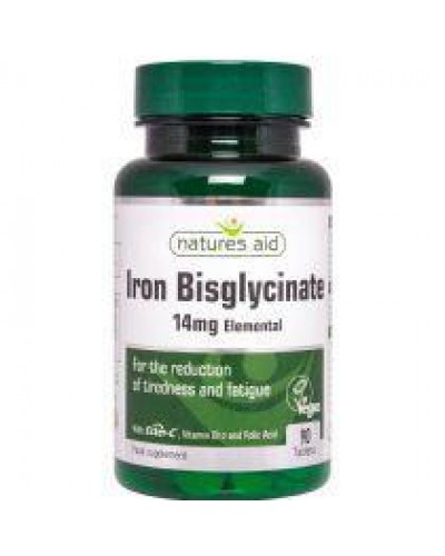 NATURES AID IRON BISGLYCINATE 14mg WITH ESTER C, VITAMIN B12, FOLIC ACID 90 TABS