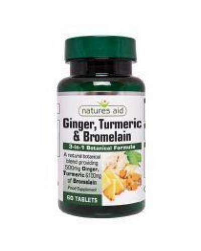 NATURES AID GINGER, TURMERIC & BROMELAIN 60 TABS