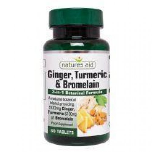 NATURES AID GINGER, TURMERIC & BROMELAIN 60 TABS