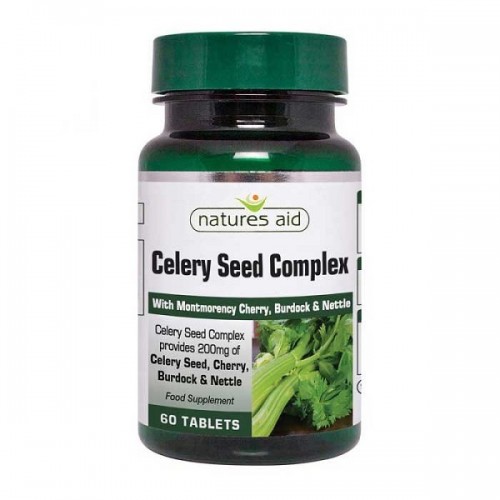 NATURES AID CELERY SEED COMPLEX WITH MONTMORENCY CHERRY, BURDOCK & NETTLE 60 TABS