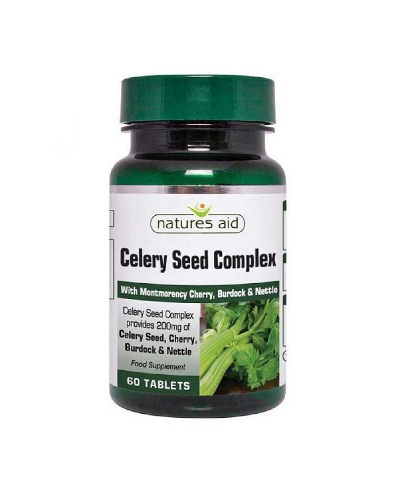 NATURES AID CELERY SEED COMPLEX WITH MONTMORENCY CHERRY, BURDOCK & NETTLE 60 TABS