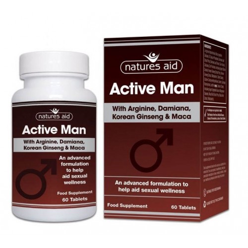 NATURES AID ACTIVE MAN WITH ARGININE, KOREAN GINSENG AND MACA 60 TABS