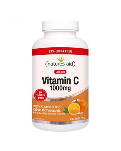 NATURES AID VITAMIN C 1000MG LOW ACID (WITH ROSEHIPS & CITRUS BIOFLAVONOIDS) 240 TABS