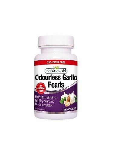 NATURES AID ODOURLESS GARLIC PEARLS 120 SOFTGELS