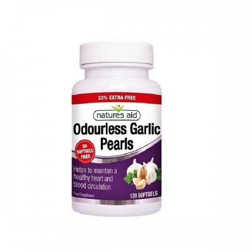 NATURES AID ODOURLESS GARLIC PEARLS 120 SOFTGELS
