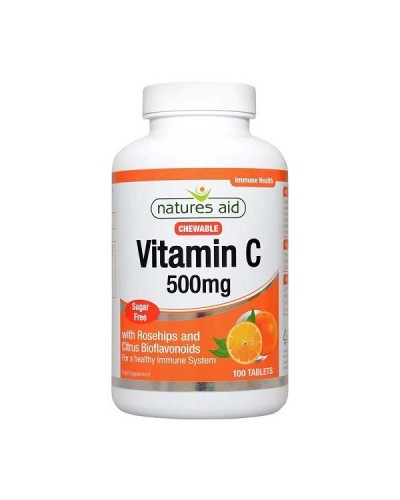 NATURES AID VITAMIN C 500mg SUGAR FREE CHEWABLE (WITH ROSEHIPS & CITRUS BIOFLAVONOIDS) 100 TABS