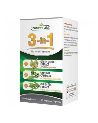 NATURES AID 3-IN-1 NATURAL FORMULA WITH GREEN COFFEE (SVETOL®), GARCINIA CAMBOGIA & GREEN TEA 60 VCAPS