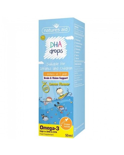 NATURES AID DHA MINI DROPS FOR INFANTS & CHILDREN (3 MONTHS - 5 YEARS) 50ML