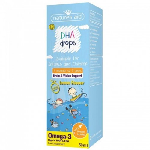 NATURES AID DHA MINI DROPS FOR INFANTS & CHILDREN (3 MONTHS - 5 YEARS) 50ML