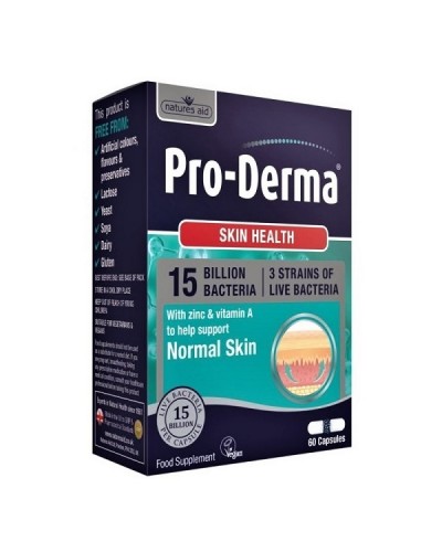 NATURES AID PRO-DERMA (15 BILLION BACTERIA) WITH CHOLINE, CHROMIUM, VITAMIN A, COPPER & ZINC 60 VCAPS