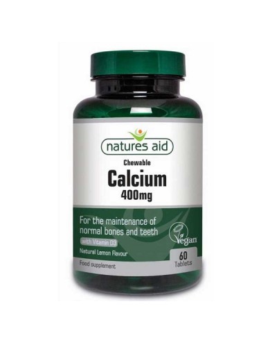 NATURES AID CALCIUM CHEWABLE 400mg NATURAL LEMON FLAVOUR 60 TABS