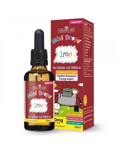 NATURES AID IRON MINI DROPS FOR INFANTS & CHILDREN (3 MONTHS - 5 YEARS) 50ml