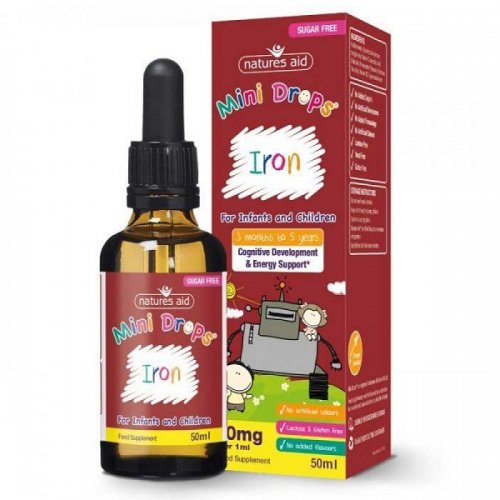 NATURES AID IRON MINI DROPS FOR INFANTS & CHILDREN (3 MONTHS - 5 YEARS) 50ml