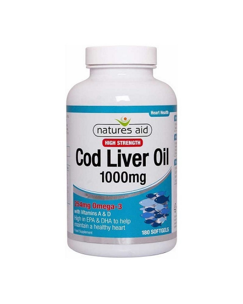NATURES AID COD LIVER OIL HIGH STRENGTH 1000mg 180 SOFTGELS
