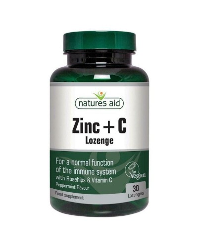 NATURES AID ZINC LOZENGE (PEPPERMINT) WITH ROSEHIP   VITAMIN C  30 LOZENGES