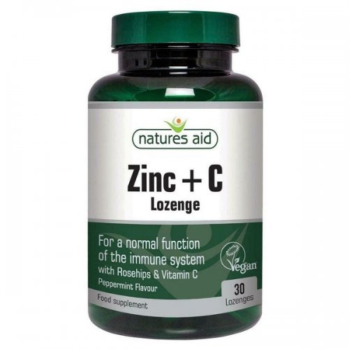 NATURES AID ZINC LOZENGE (PEPPERMINT) WITH ROSEHIP   VITAMIN C  30 LOZENGES