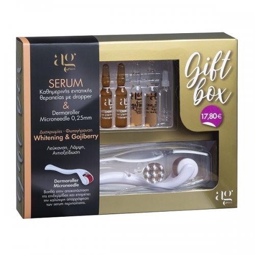 AG PHARM ΣΕΤ WHITENING SERUM & GOJIBERRY SERUM & DERMA ROLLER 0.25mm ΓΙΑ ΔΥΣΧΡΩΜΙΕΣ ΚΑΙ ΦΩΤΟΓΗΡΑΝΣΗ