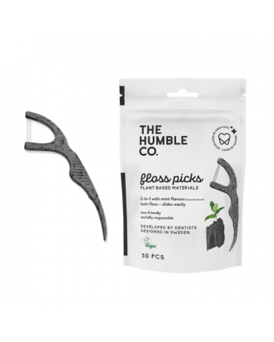 THE HUMBLE CO. FLOSS PICKS CHARCOAL 50ΤΜΧ