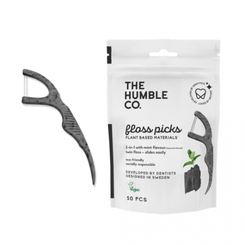 THE HUMBLE CO. FLOSS PICKS CHARCOAL 50ΤΜΧ