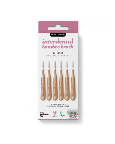 THE HUMBLE CO. BAMBOO INTERDENTAL BRUSH 6 PACK PURPLE ΜΕΣΟΔΟΝΤΙΑ ΒΟΥΡΤΣΑΚΙΑ SIZE 0 (0.4MM) 6 ΒΟΥΡΤΣΑΚΙΑ