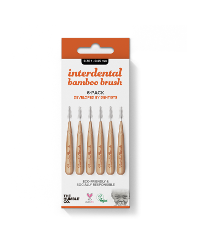 THE HUMBLE CO. BAMBOO INTERDENTAL BRUSH 6 PACK ORANGE ΜΕΣΟΔΟΝΤΙΑ ΒΟΥΡΤΣΑΚΙΑ SIZE 1 (0.45MM) 6 ΒΟΥΡΤΣΑΚΙΑ