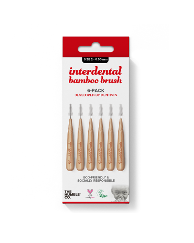 THE HUMBLE CO. BAMBOO INTERDENTAL BRUSH 6 PACK RED ΜΕΣΟΔΟΝΤΙΑ ΒΟΥΡΤΣΑΚΙΑ SIZE 2 (0.5MM) 6 ΒΟΥΡΤΣΑΚΙΑ