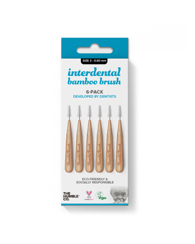 THE HUMBLE CO. BAMBOO INTERDENTAL BRUSH 6 PACK BLUE ΜΕΣΟΔΟΝΤΙΑ ΒΟΥΡΤΣΑΚΙΑ SIZE 3 (0.6MM) 6 ΒΟΥΡΤΣΑΚΙΑ