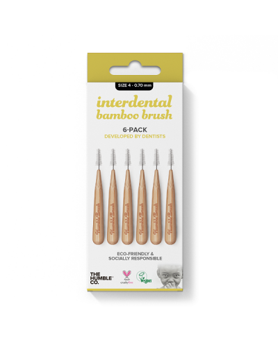 THE HUMBLE CO. BAMBOO INTERDENTAL BRUSH 6 PACK YELLOW ΜΕΣΟΔΟΝΤΙΑ ΒΟΥΡΤΣΑΚΙΑ SIZE 4 (0.7MM) 6 ΒΟΥΡΤΣΑΚΙΑ