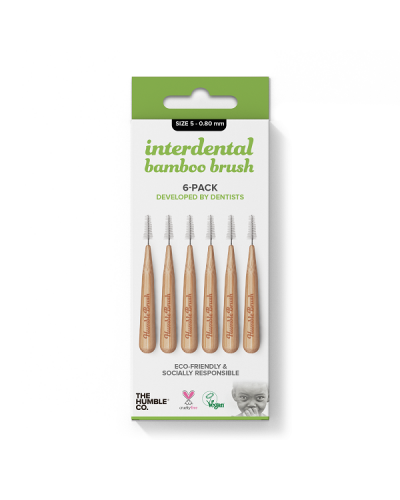 THE HUMBLE CO. BAMBOO INTERDENTAL BRUSH 6 PACK GREEN ΜΕΣΟΔΟΝΤΙΑ ΒΟΥΡΤΣΑΚΙΑ SIZE 5 (0.8MM) 6 ΒΟΥΡΤΣΑΚΙΑ