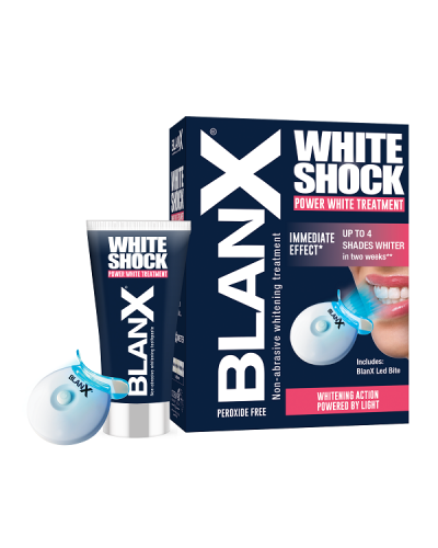 BLANX WHITE SHOCK POWER WHITE TREATMENT – ΘΕΡΑΠΕΙΑ  ΛΕΥΚΑΝΣΗΣ ΔΟΝΤΙΩΝ ΟΔΟΝΤΟΚΡΕΜΑ 50ML   ΜΑΣΕΛΑΚΙ LED BITE