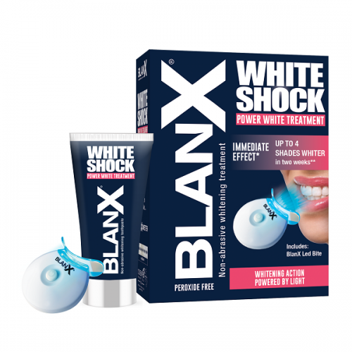 BLANX WHITE SHOCK POWER WHITE TREATMENT – ΘΕΡΑΠΕΙΑ  ΛΕΥΚΑΝΣΗΣ ΔΟΝΤΙΩΝ ΟΔΟΝΤΟΚΡΕΜΑ 50ML   ΜΑΣΕΛΑΚΙ LED BITE