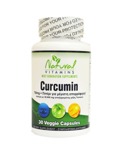 NATURAL VITAMINS CURCUMIN-750MG WITH BIOPERINE 30CAPS